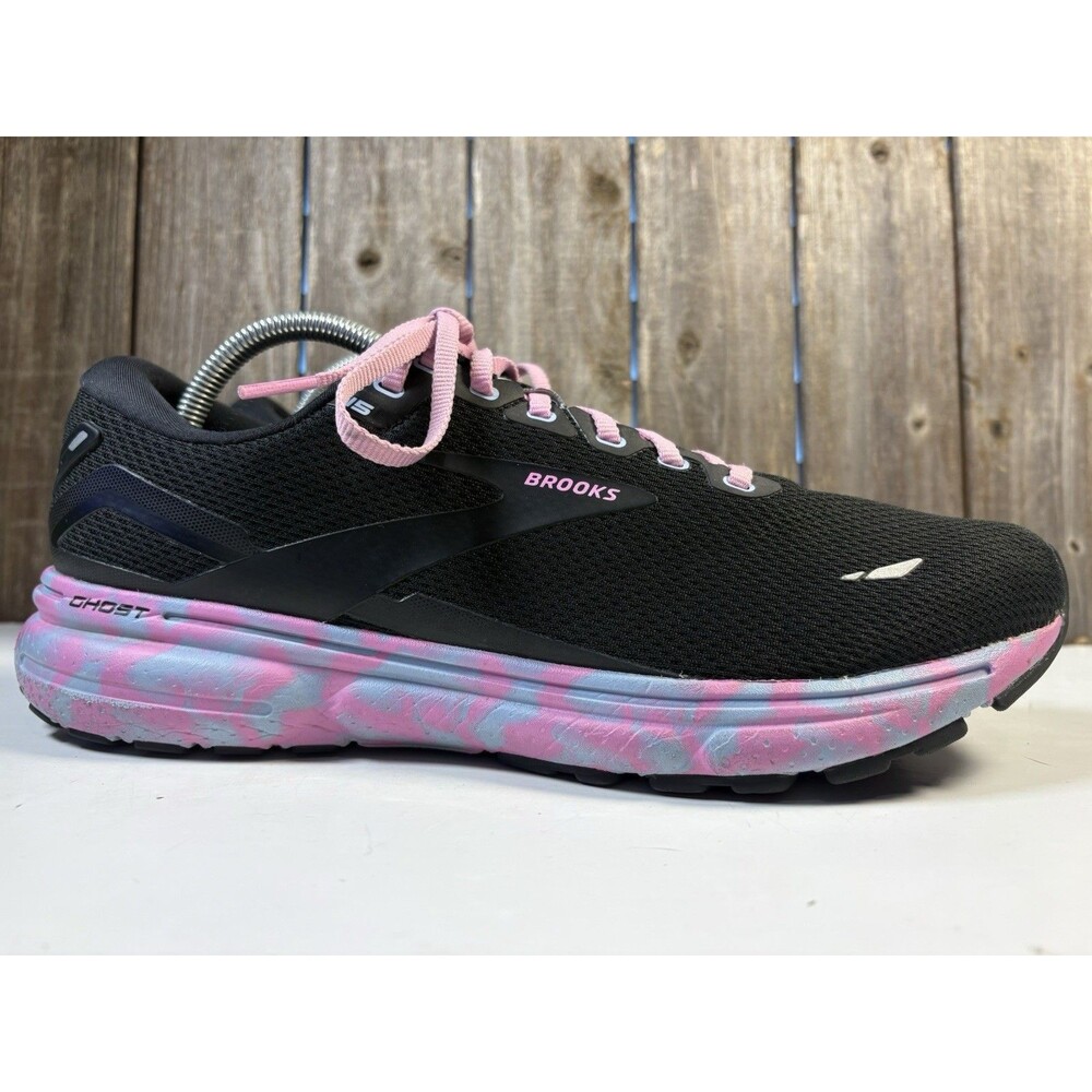 Brooks Running Ghost 15 Women’s Size 11.5 B Black Cotton Candy Running Shoes